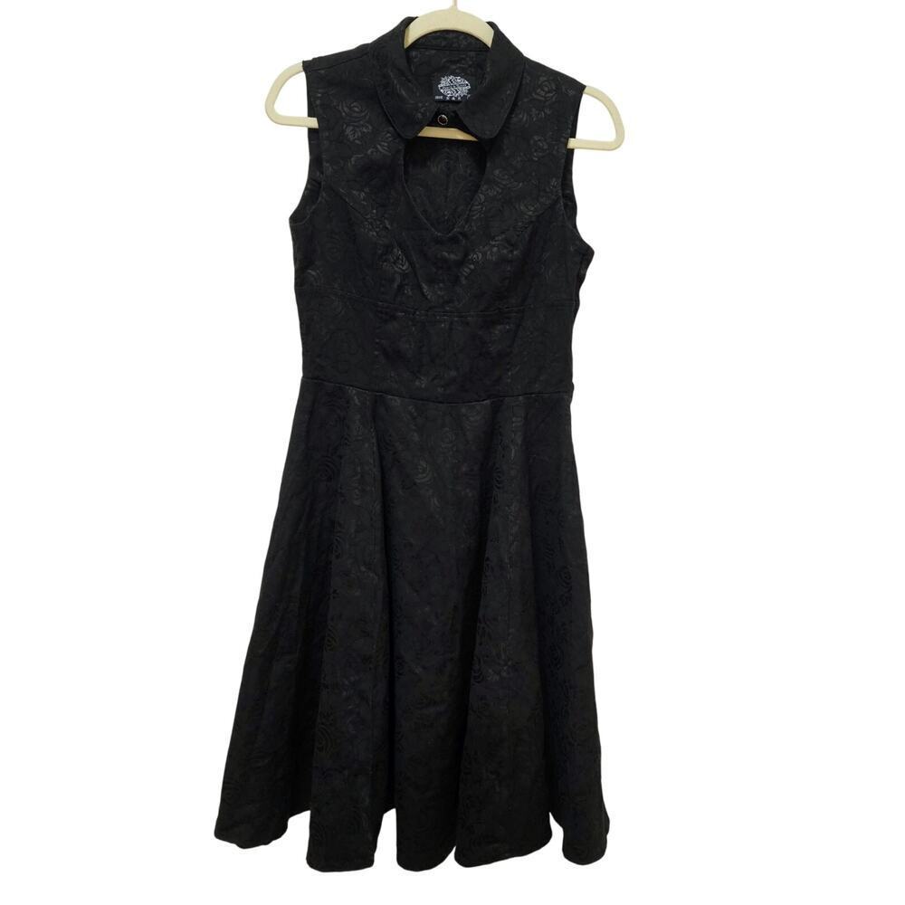 Sleeveless Black Collared Fit-and-Flare Mini Dress